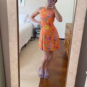 Rare 90s Paris Sport Club Floral Mini Dress Open Back (1/2)